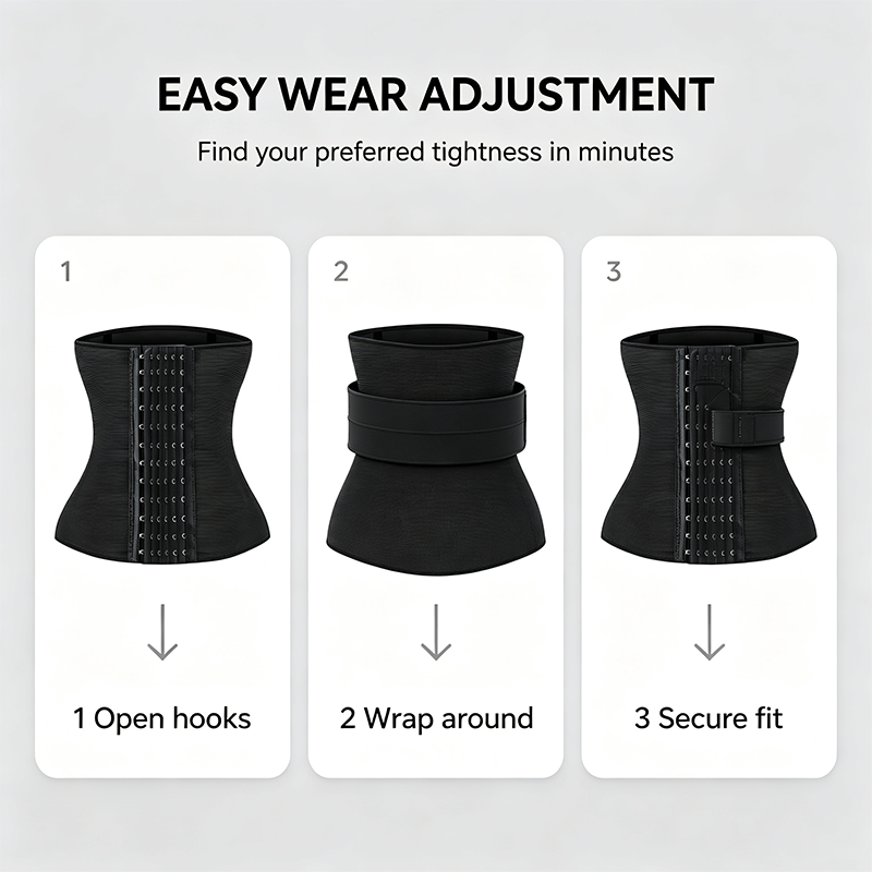 Women's Solid Color Hook & Eye Closure Waist Trainer, Adjustable Tummy Control Shaper ✨ - image 11