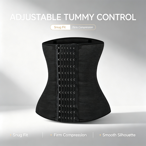 Women's Solid Color Hook & Eye Closure Waist Trainer, Adjustable Tummy Control Shaper ✨ - image 1