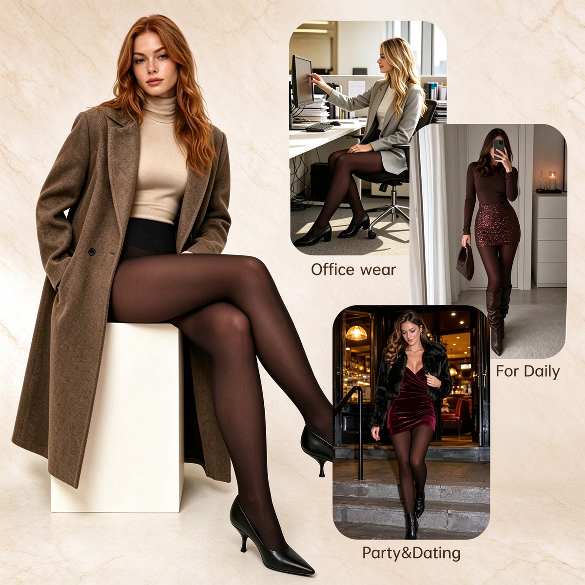 Women Fleece Lined Tights Body Slimming Leggings Sheer Fake Translucent Pantyhose 🧦