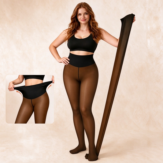 Women Fleece Lined Tights Body Slimming Leggings Sheer Fake Translucent Pantyhose 🧦