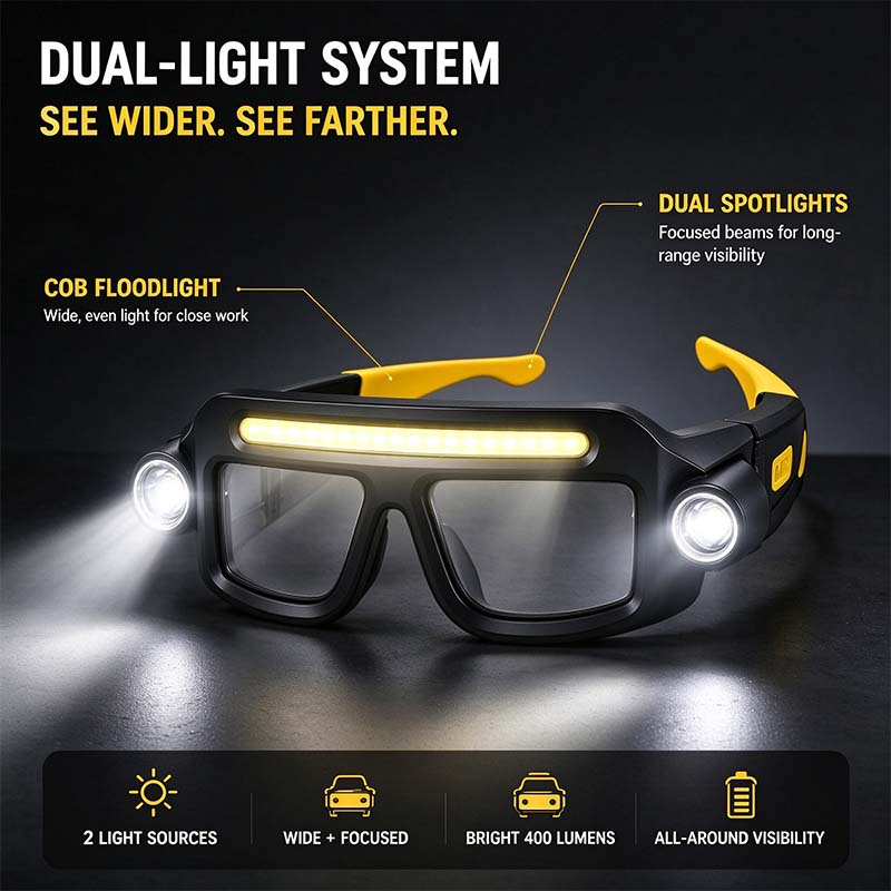Rechargeable LED Headlamp Glasses - Hand-Wave Sense, Type-C USB Charging 🔦