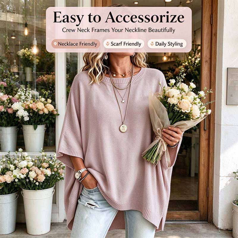 Loose-Fitting, Solid-Color, Casual Knit Sweater for Women, Perfect as An Outer Layer 👚