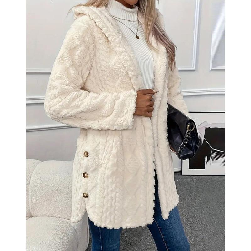 Women's Hooded Double-Sided Fleece Cardigan Long Sleeve Casual Warm Outerwear 🧥