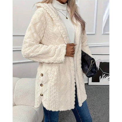 Women's Hooded Double-Sided Fleece Cardigan Long Sleeve Casual Warm Outerwear 🧥