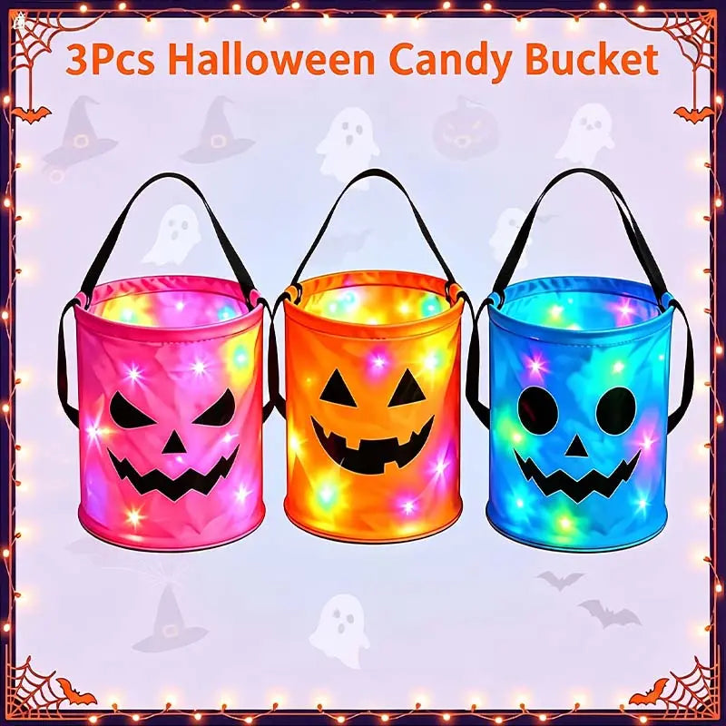LED Halloween Pumpkin Light Candy Buckets - image 8