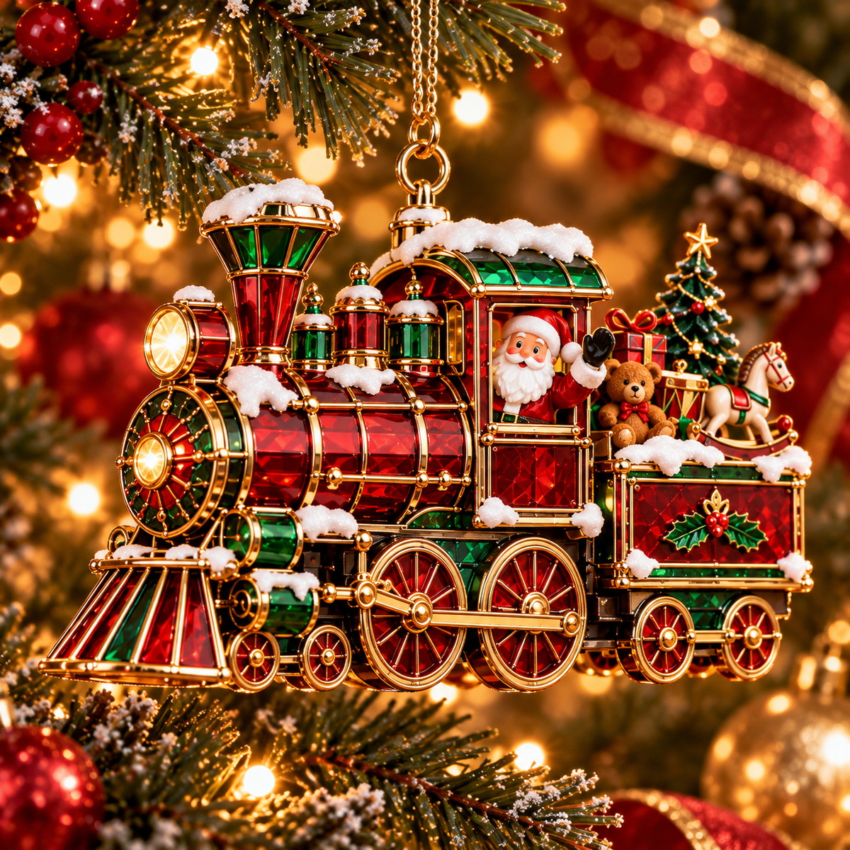 Christmas Magic Express – 6-Piece Vintage Christmas Train Ornament Collection | Santa, Snowman, Nutcracker & More