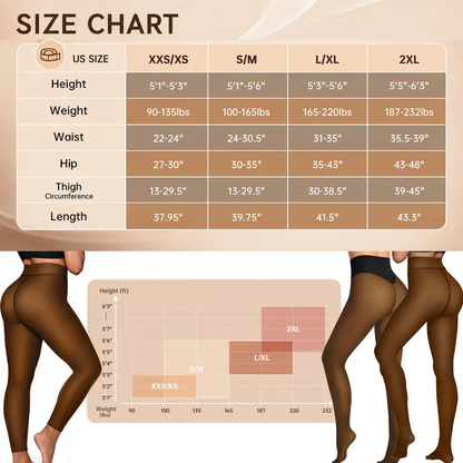 Women Fleece Lined Tights Body Slimming Leggings Sheer Fake Translucent Pantyhose 🧦