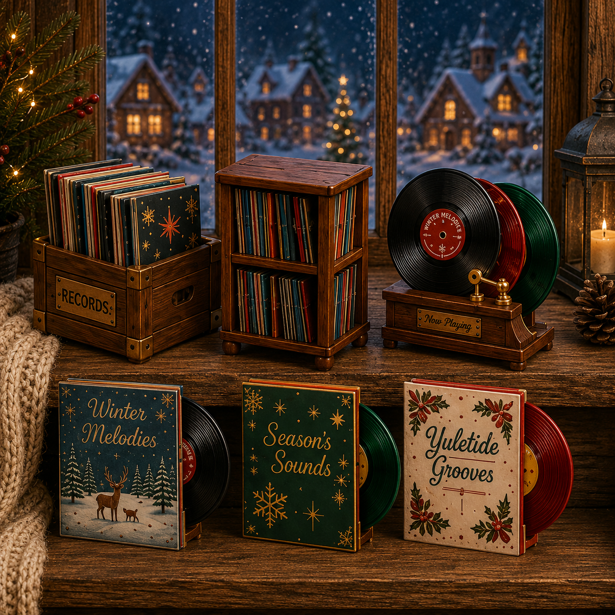 Vintage Phonograph Christmas Advent Calendar 2026 – 24 Days of Timeless Music Collectible Miniatures, Retro Record Player Countdown Gift for Music Lovers