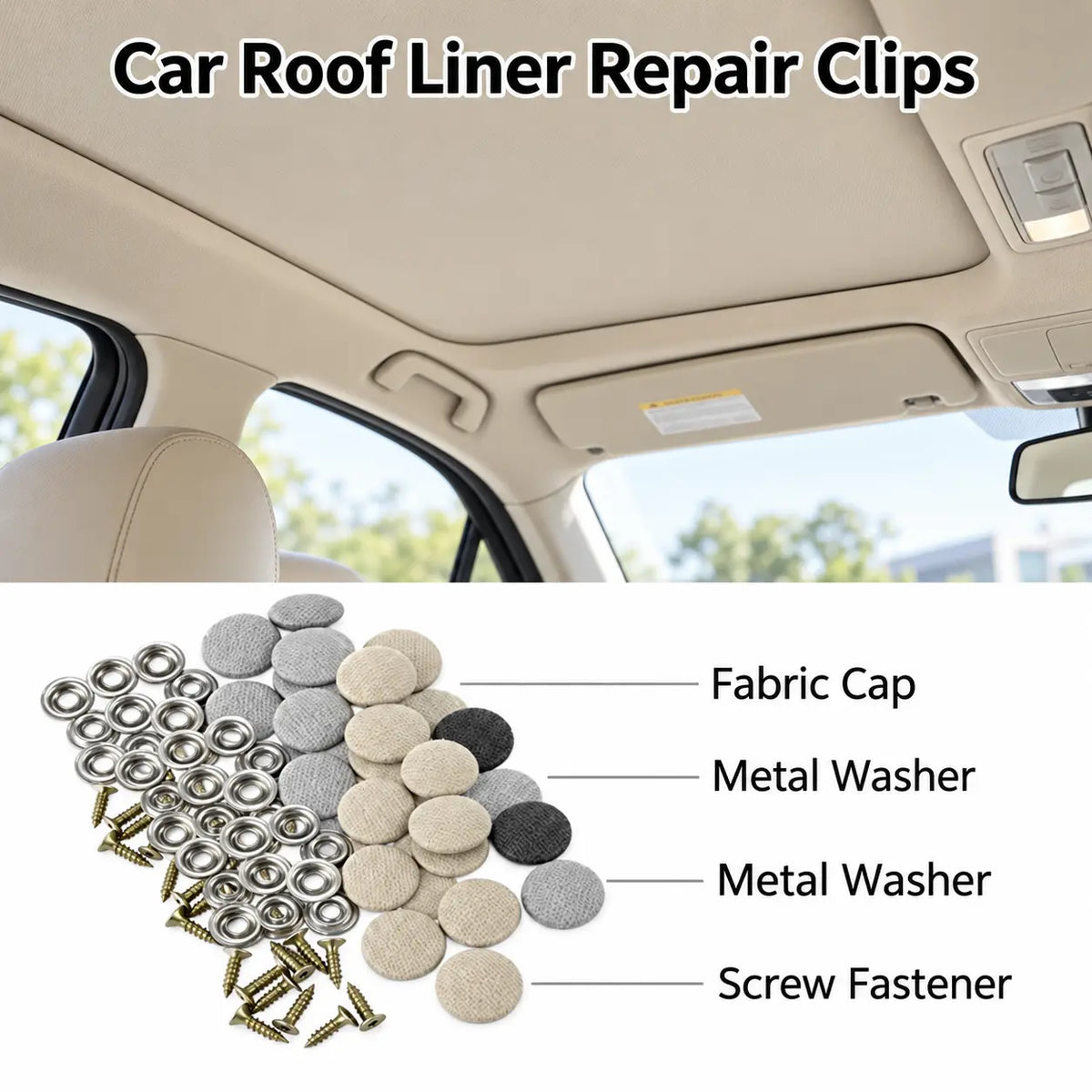 50 Pack Car Roof Headliner Repair Buttons, Fabric Covered Retainer Screws 🚗 - image 6