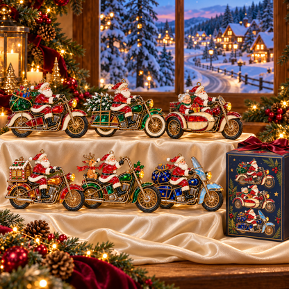 🏍️ 2026 Santa Claus Motorcycle Christmas Ornaments – Set of 6 Vintage Holiday Biker Keepsakes