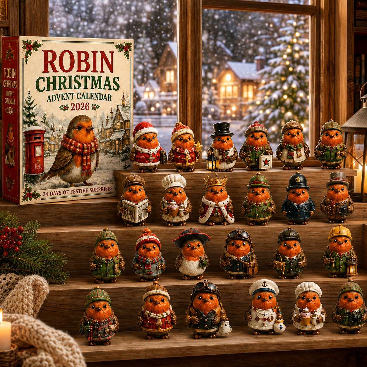 Robin Christmas Advent Calendar 2026 – 24 Days of Unique  Collectible Robin Miniatures, Festive Countdown Gift for Bird Lovers & Garden Lovers