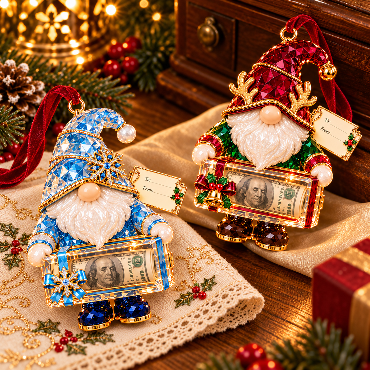 Christmas Gnome Money Holder Ornaments – 6 Festive Designs with Gift Tags