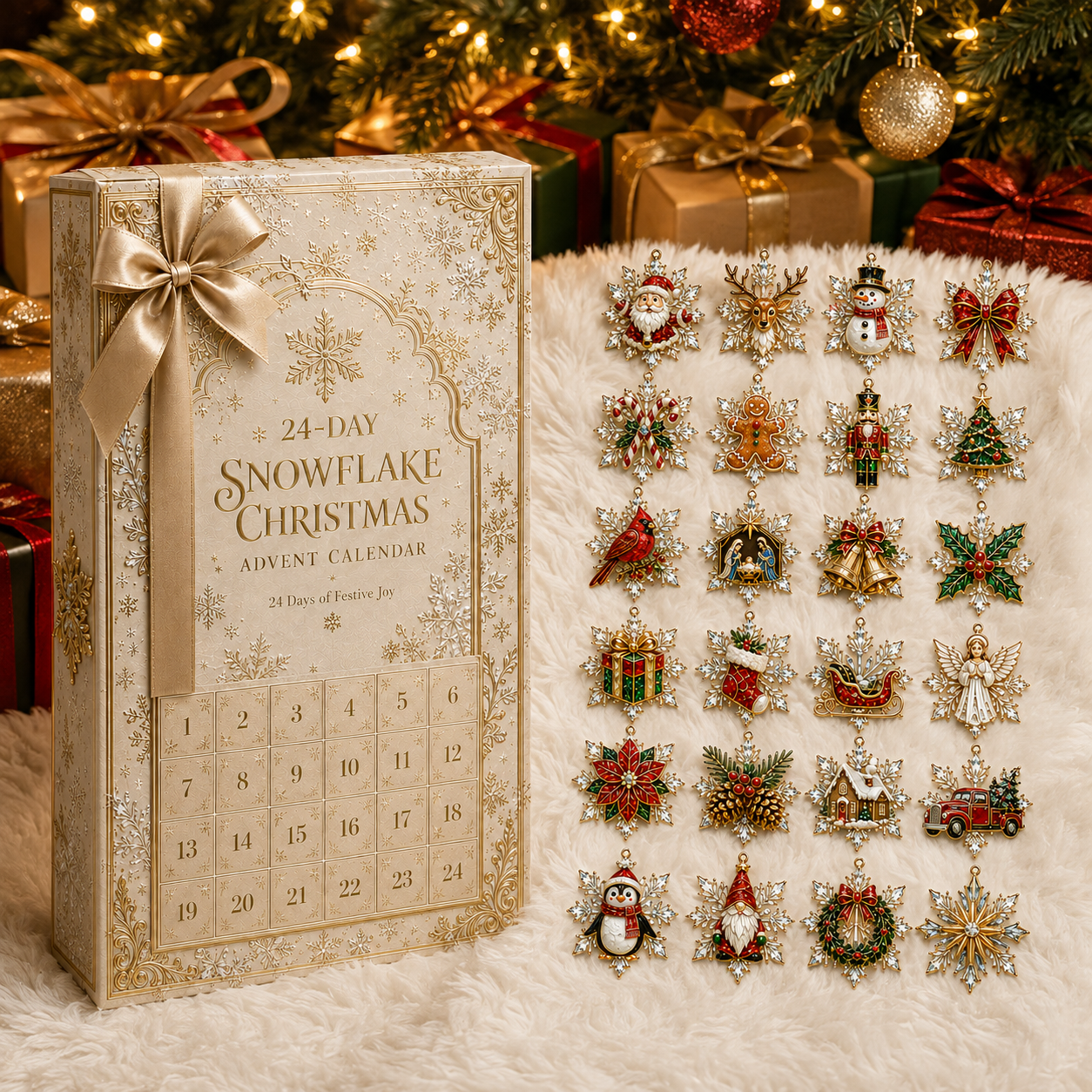 ✨24-Day Christmas Countdown Advent Calendar –Christmas Snowflake Ornament