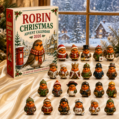 Robin Christmas Advent Calendar 2026 – 24 Days of Unique  Collectible Robin Miniatures, Festive Countdown Gift for Bird Lovers & Garden Lovers