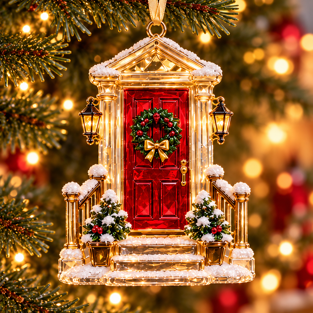 Festive Front Door vintage Christmas ornament