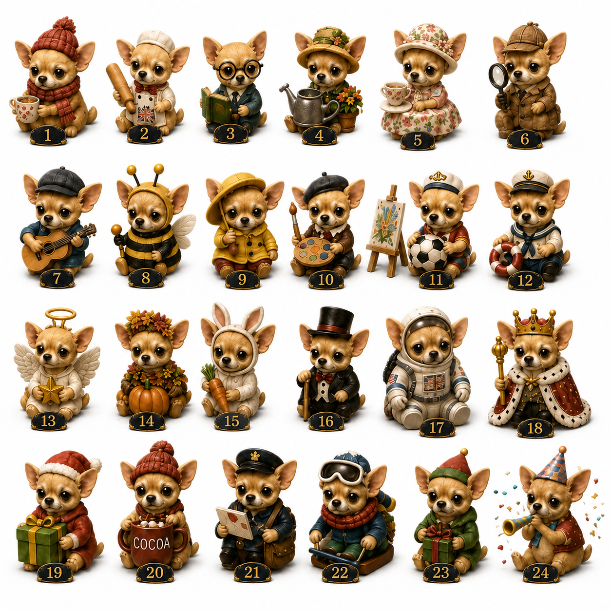 Chihuahua Jobs Advent Calendar 2026 – 24 Days of Unique Chihuahua Miniature Collectibles,