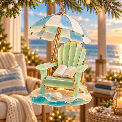 🏖️ 2026 Coastal Christmas Beach Chair Ornaments – Set of 6 Seaside Holiday Keepsakes