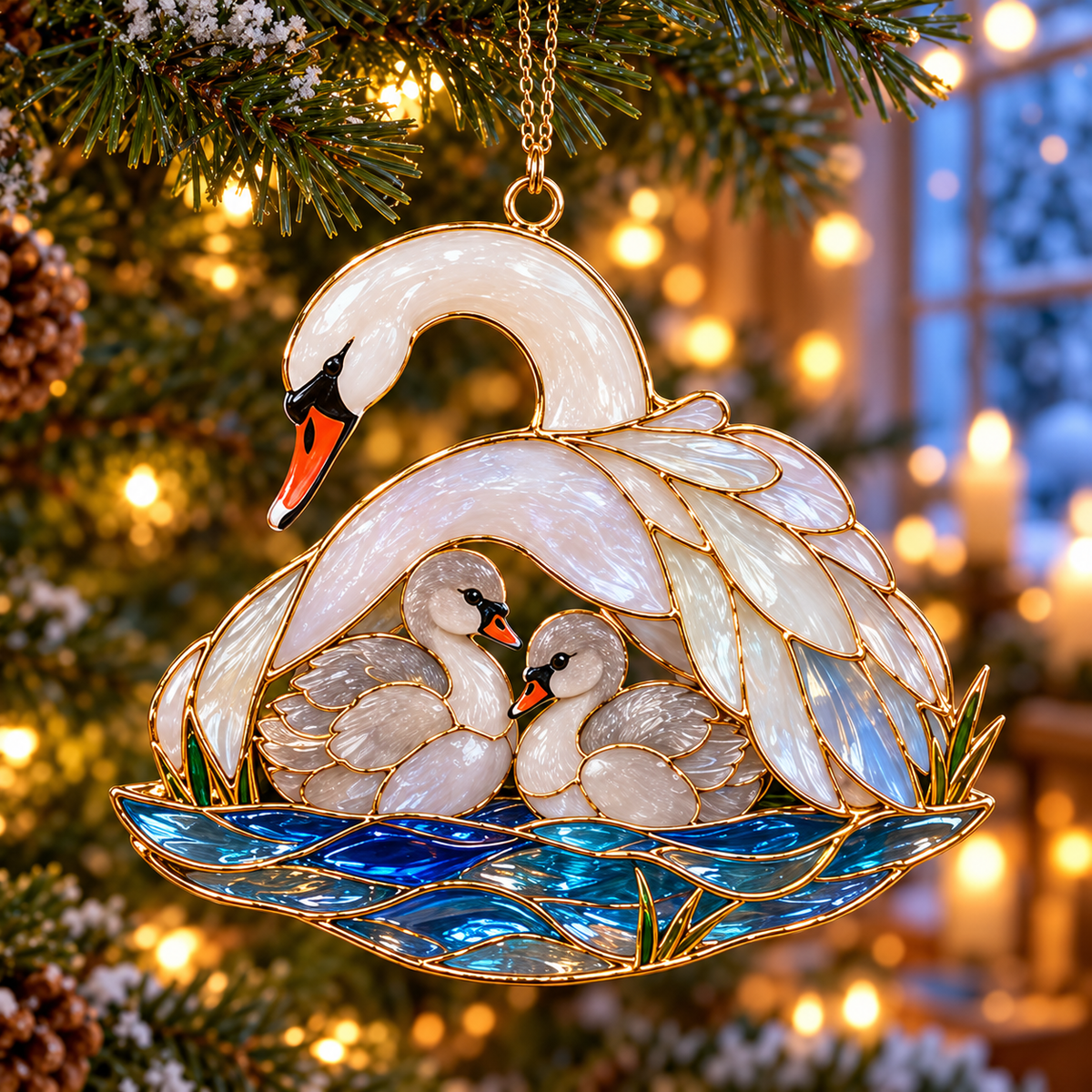 🎄 2026 Christmas Swan Ornaments – Set of 6 Elegant Holiday Keepsakes