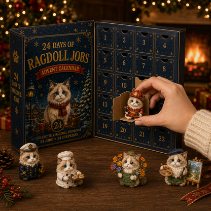 Ragdoll Jobs Advent Calendar 2026 – 24 Days of Unique  Collectible Ragdoll Cat Miniatures, Christmas Countdown Gift for Cat Lovers
