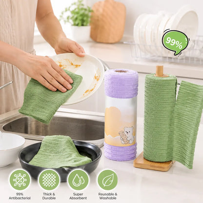 Tearable Reusable Plush Cleaning Cloth Roll, Washable Absorbent Household Cleaning Towels 🧻 - image 4