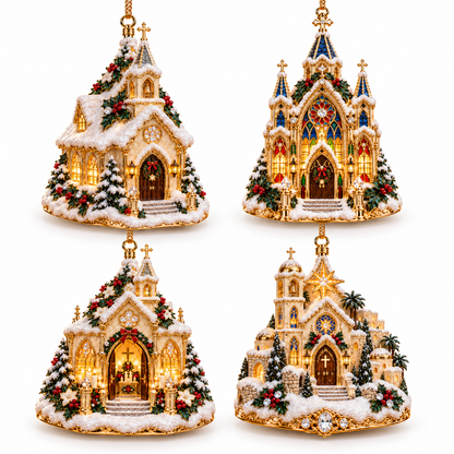 Christmas Church Ornament –  Faith-Inspired Snowy Chapel Keepsake Collection, Meaningful Christian Christmas Gift for Family & Loved Ones