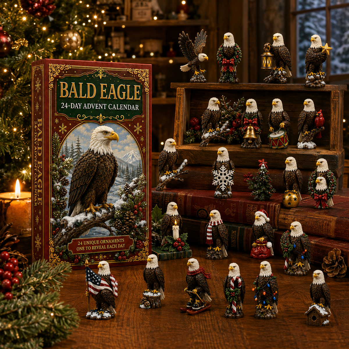 ✨24-Day Christmas Countdown Advent Calendar – bald eagle  Ornament