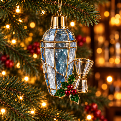 ✨ 2026 Vintage Stained Glass Cocktail & Wine Christmas Ornaments – Set of 6 |  Martini, Margarita, Whiskey, Red Wine & Champagne Hanging Decorations | Christmas Tree Ornaments & Unique Holiday Gifts for Cocktail Lovers