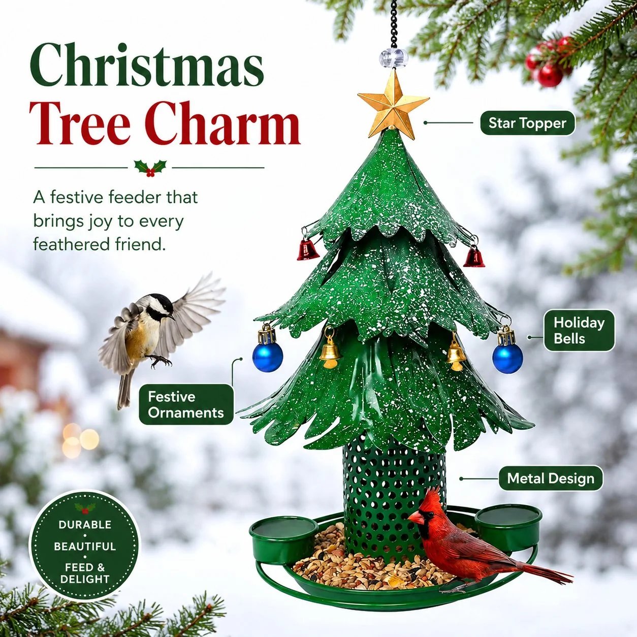 🥰New Hot Sales - 49% OFF🎄 Christmas Tree Bird Feeder🐦Festive Garden Decor for Bird Lovers ✨ - image 6