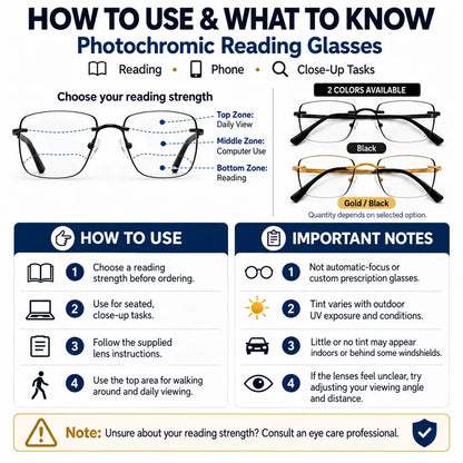 Unisex Progressive Multifocal Photochromic Reading Eyeglasses 👓