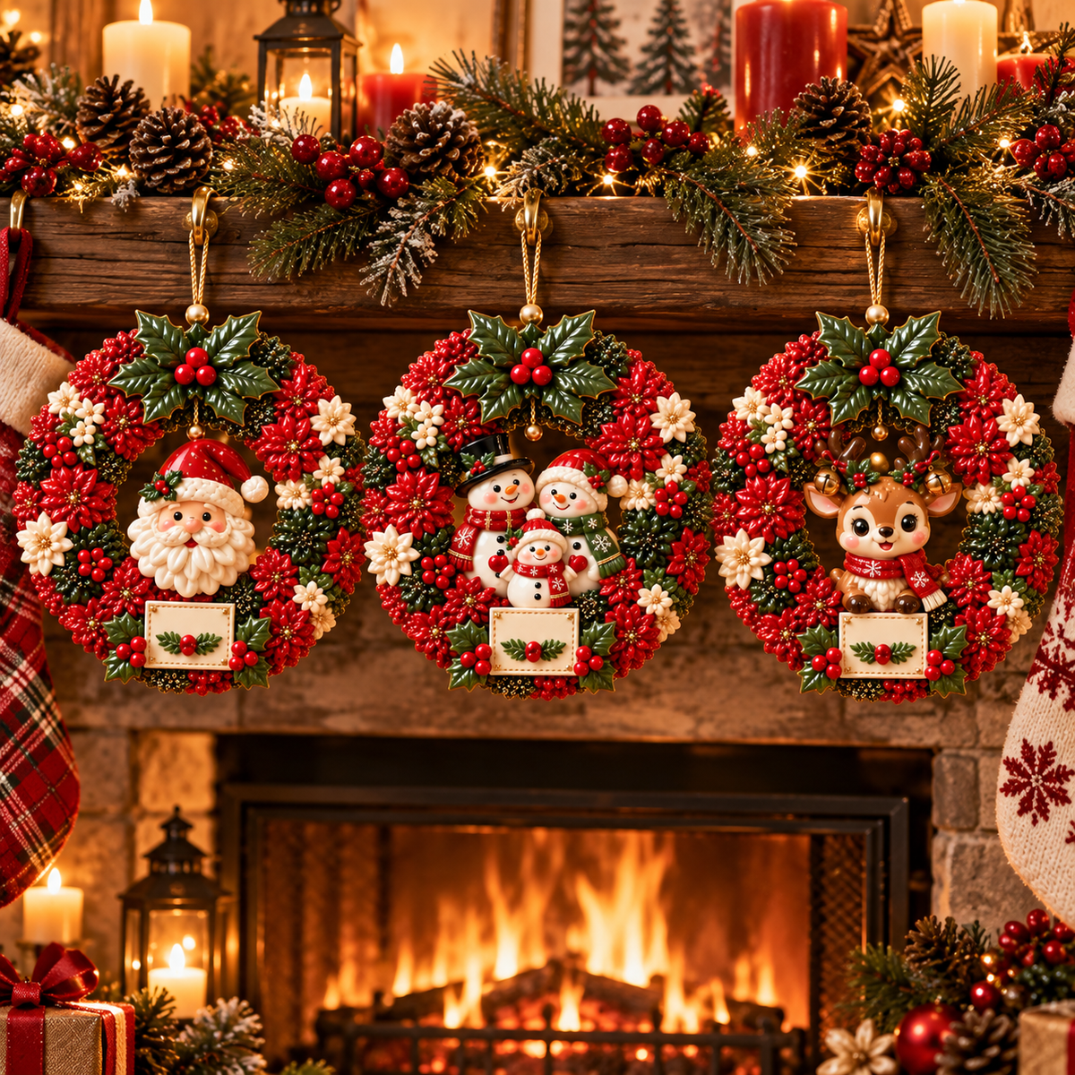 Merry & Bright Christmas Wreath Ornament Collection – 6-Piece  Santa, Snowman, Gingerbread, Nutcracker, Reindeer & Cardinal Christmas Tree Decorations | Festive Holiday Keepsake Gifts