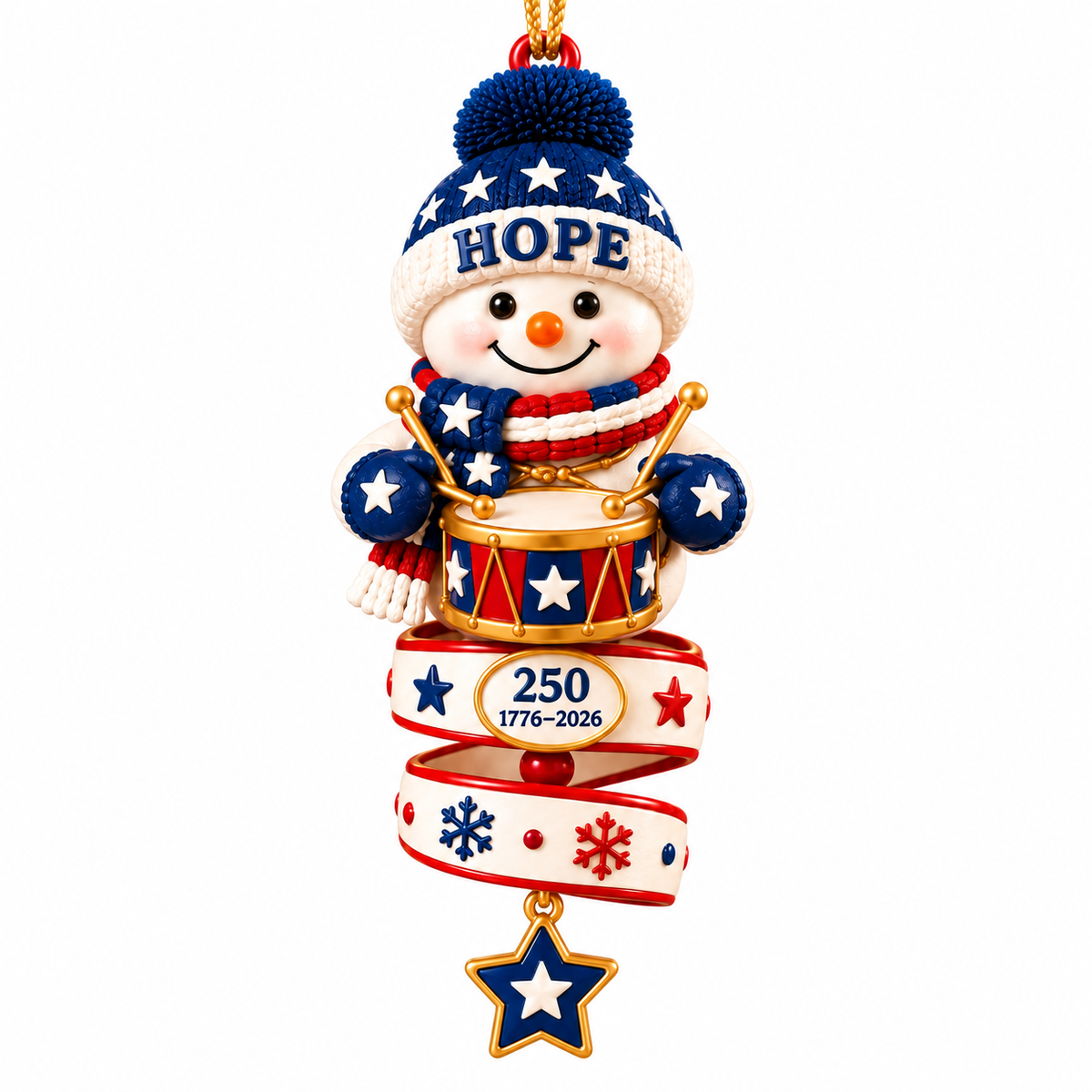 2026 Patriotic Snowman Christmas Ornaments –  250th Anniversary Keepsake Collection, 1776–2026