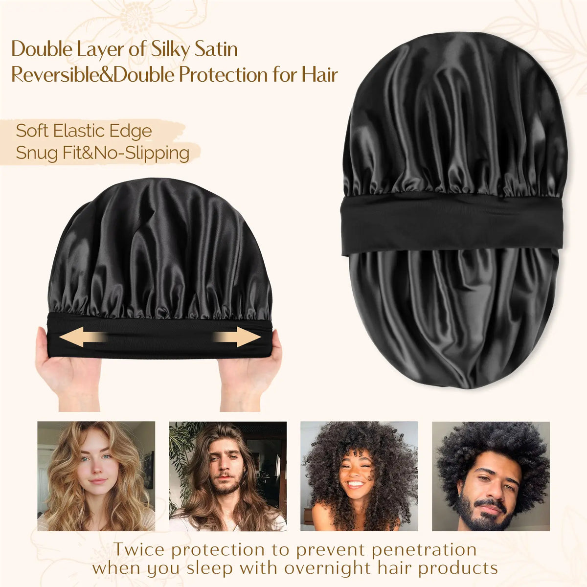 Bonnet for Men Hair Bonnet for Sleeping Double Layer Satin Bonnets 😴 - image 7