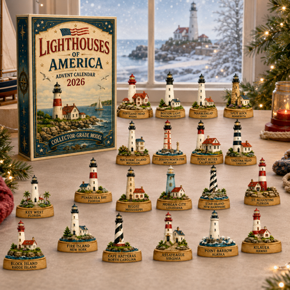 Lighthouses of America Advent Calendar 2026 – 24-Day Coastal Heritage Countdown, Collector-Grade Lighthouse Miniatures, Acrylic Charms Blind Box