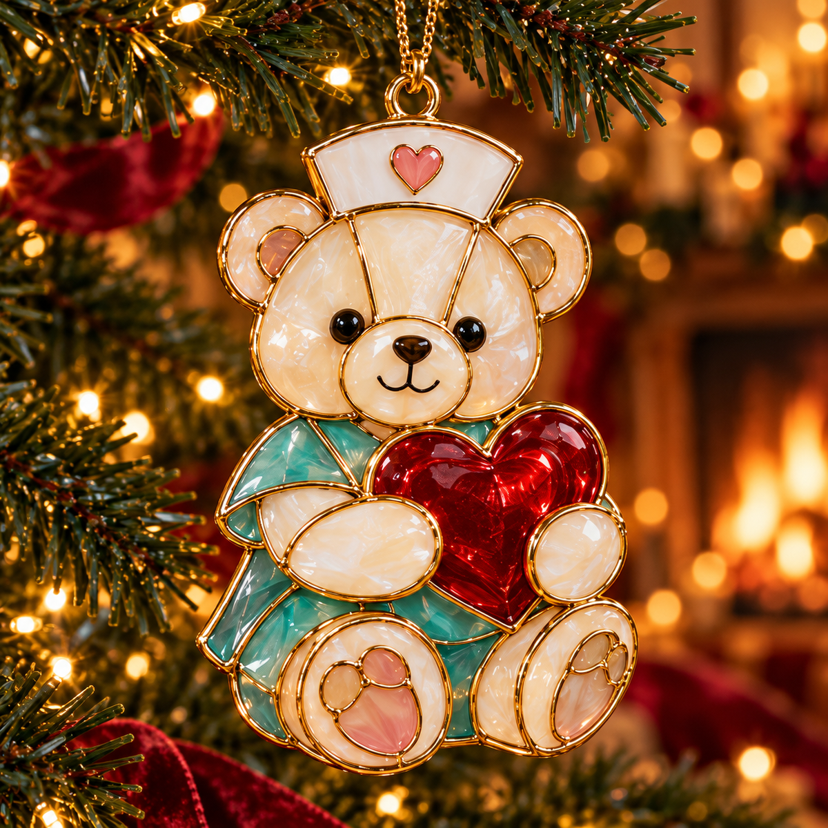 ✨ 2026 Nurse Appreciation Stained Glass Christmas Ornaments – Set of 6