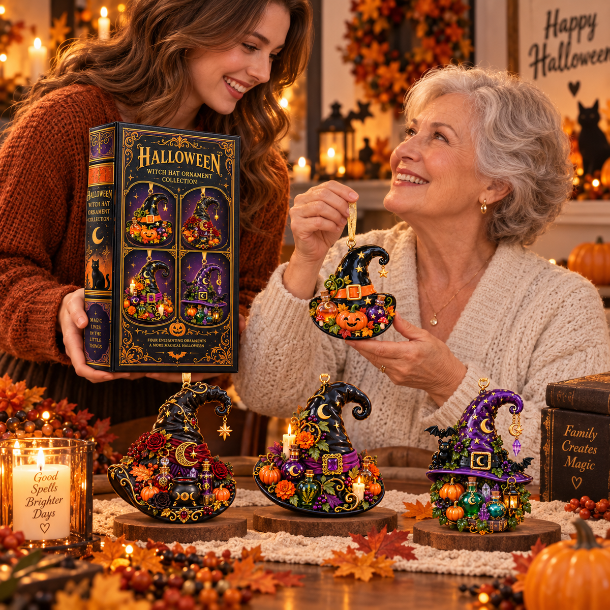 Halloween Witch Hat Ornament – Enchanted Potion Garden Hanging Collection, Spooky Halloween Gift for Witch Lovers & Family