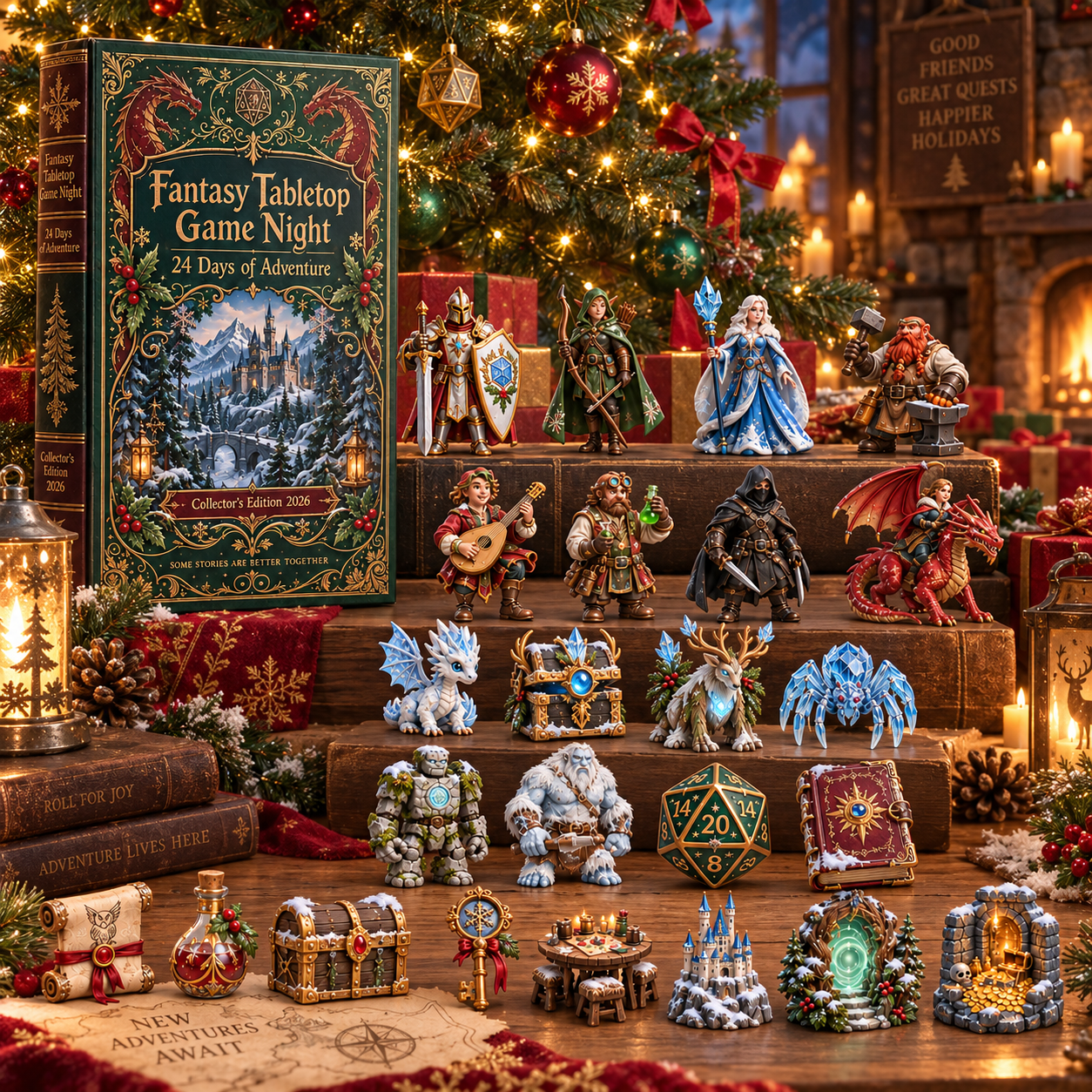 Fantasy Tabletop Game Night 2026 – 24 Days of Adventure Countdown Calendar with 24 Unique Fantasy Miniatures, Dragons, Heroes & RPG Collectibles for Tabletop Gamers