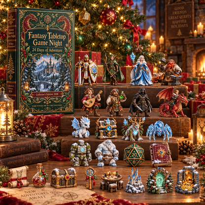 Fantasy Tabletop Game Night 2026 – 24 Days of Adventure Countdown Calendar with 24 Unique Fantasy Miniatures, Dragons, Heroes & RPG Collectibles for Tabletop Gamers