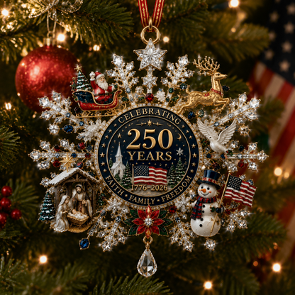 ✨Patriotic Limited Edition – Sparkling Christmas Commemorative Snowflake Ornament