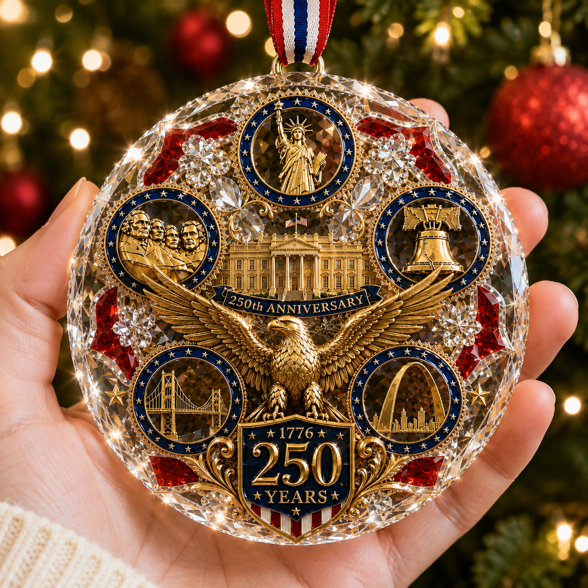 250th Anniversary American Heritage Christmas Ornament – Patriotic 250 Years of Freedom Keepsake for 2026