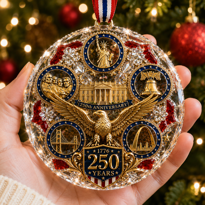 250th Anniversary American Heritage Christmas Ornament – Patriotic 250 Years of Freedom Keepsake for 2026