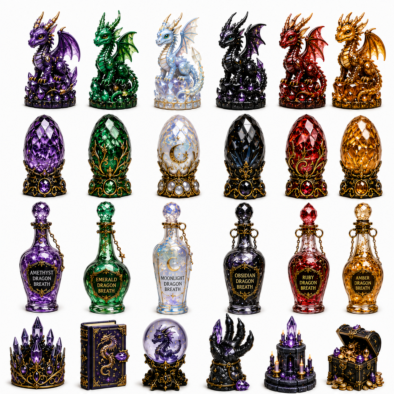 Crystal Dragon Alchemy Halloween Countdown Collection – 24 Nights of Dragons, Crystal Eggs & Magical Potion Miniatures for Fantasy Collectors