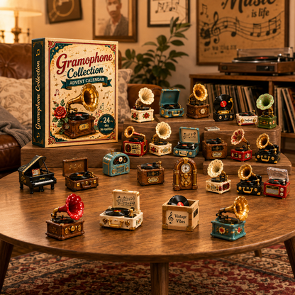 Gramophone Collection Advent Calendar 2026 – 24 Vintage Record Player & Music Miniatures, Retro Collectible Gift for Music Lovers