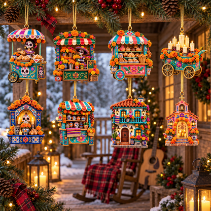 2026 Día de Muertos Village Ornaments – Miniature Market & Marigold Keepsake Collection