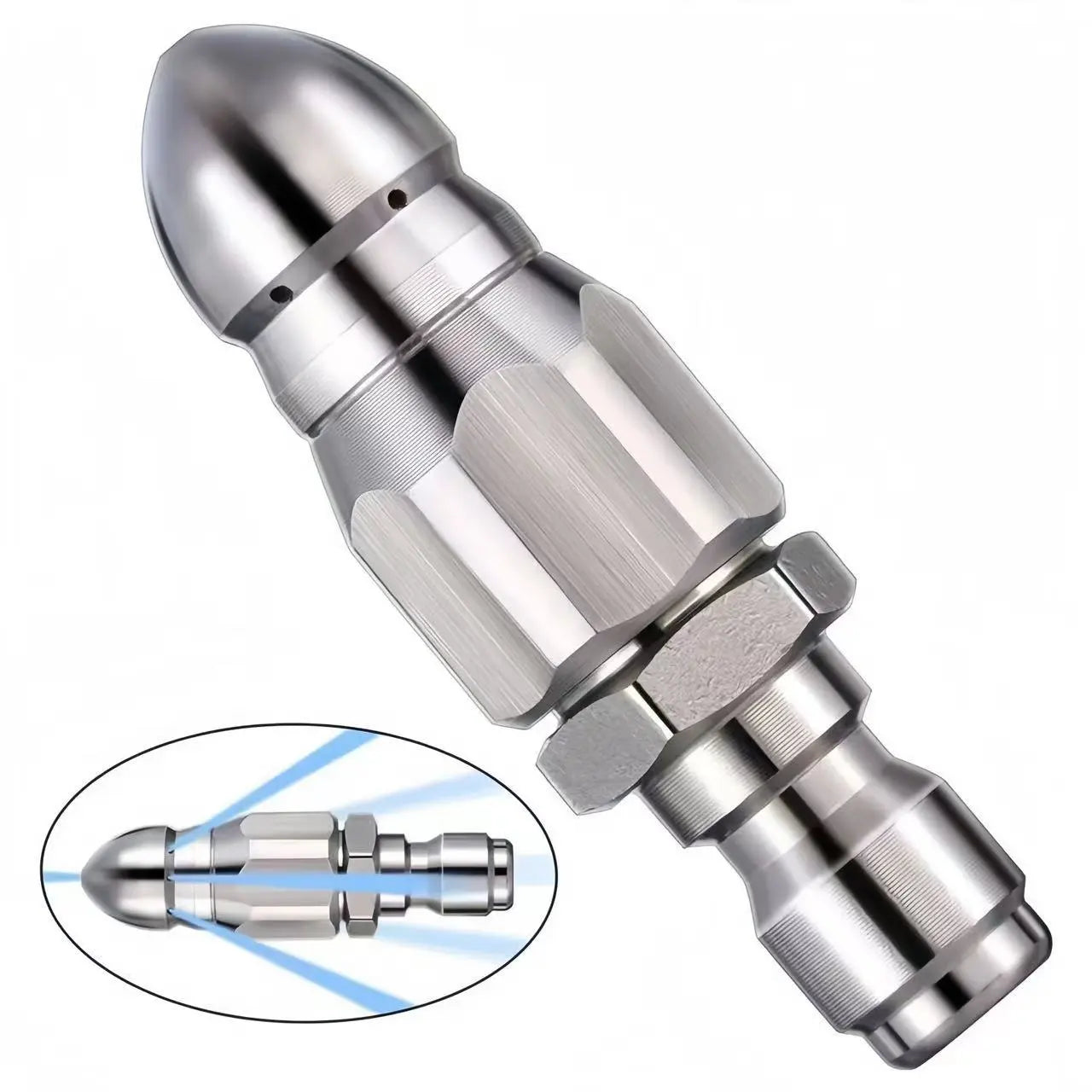 Washer Sewer Jetter Nozzle with Stainless Steel, Mini Compact Durable Sewer Jet Nozzle🚰 - image 9