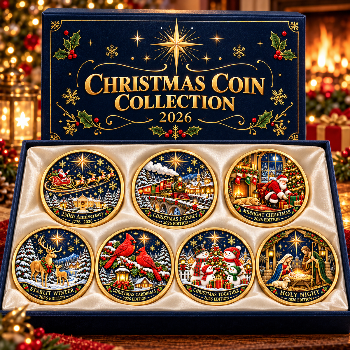 2026 Christmas Stories Commemorative Coin Collection – 7 Festive Designs Celebrating the 250th Anniversary