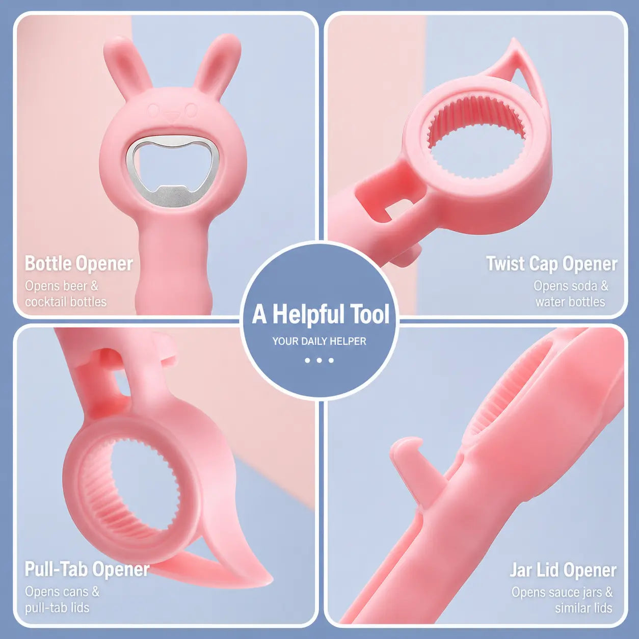 4‑in‑1 Multi‑Function Bottle & Jar Opener, Bunny‑Shaped Kitchen Opener Tool with Bottle Opener 🐰🍾 - image 8