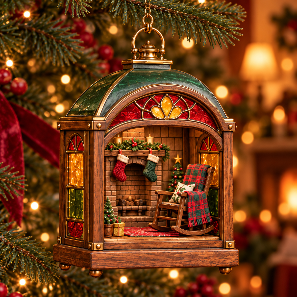 🏮 2026 Christmas Lantern Ornaments – Set of 6 Vintage Holiday Keepsakes
