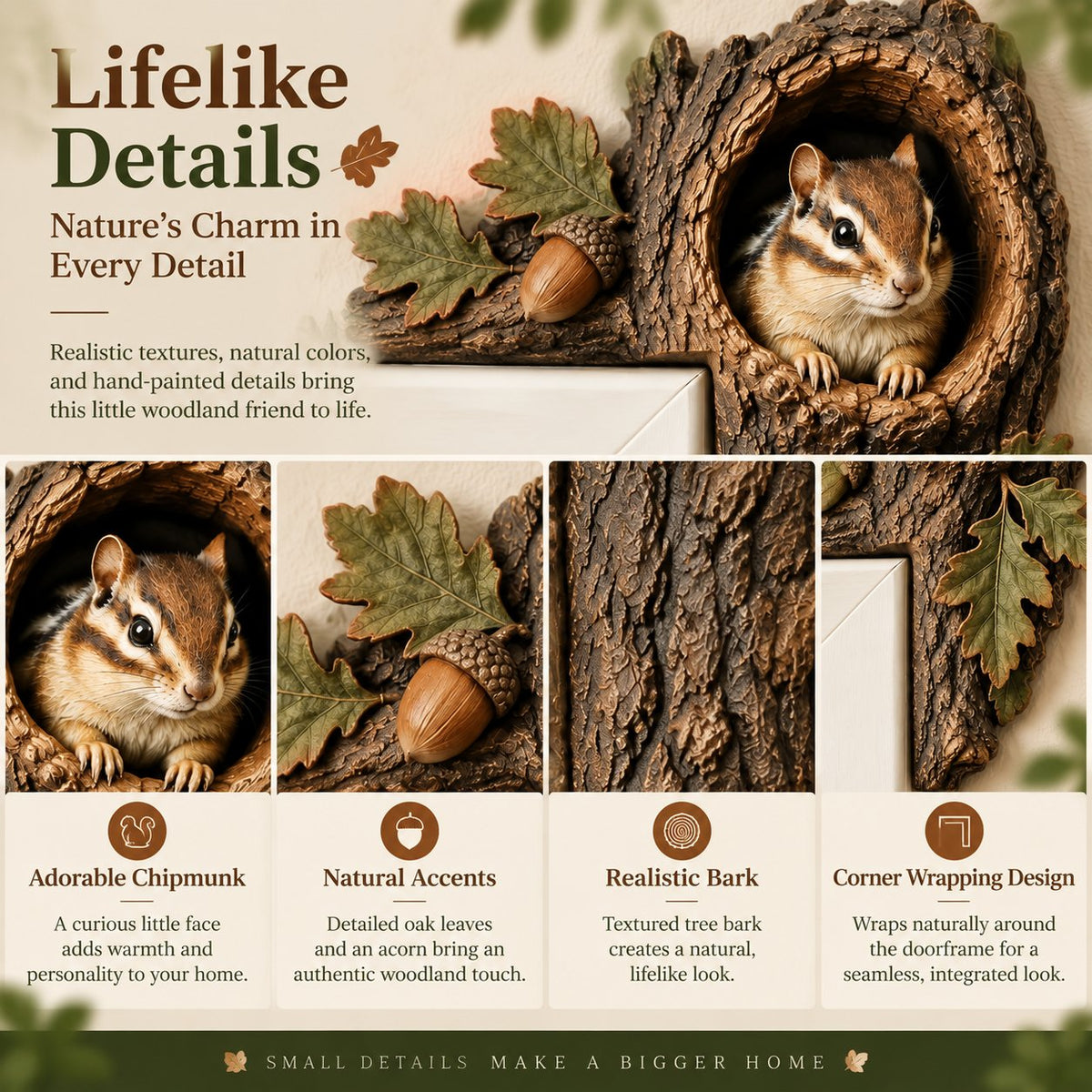 🎅 2026 Christmas Gift 50% Off--⏰LAST DAY 50% OFF 🐿️ 3D Chipmunk Tree Hollow Door Topper | Woodland Animal Doorway Decor For Cozy Nature Homes - image 2