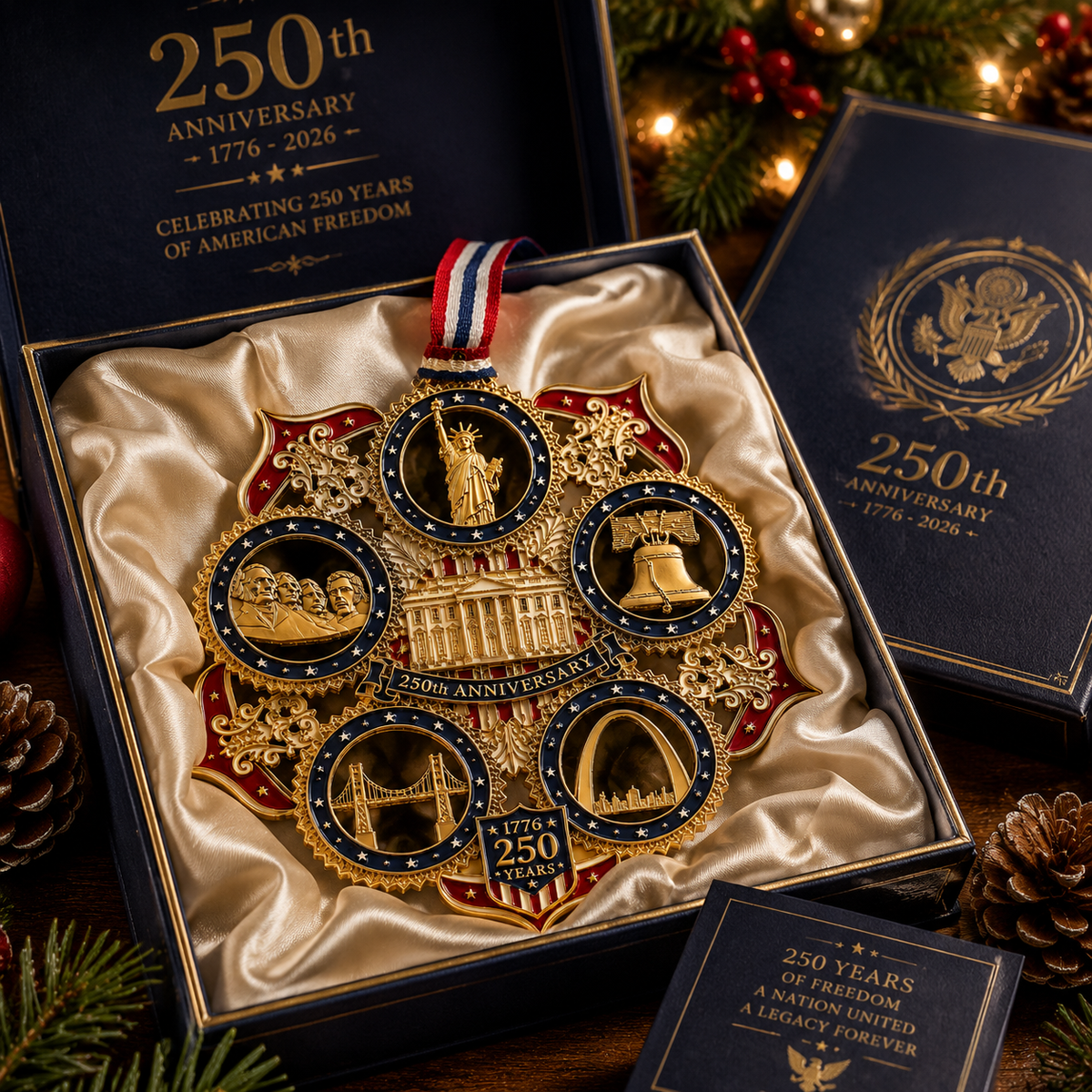 USA 250th Anniversary Christmas Tree Ornament – Patriotic Commemorative Keepsake 1776–2026