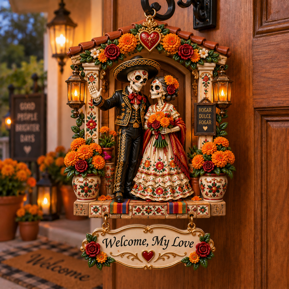 Día de Muertos Love Ornament -  Skeleton Couple Hanging Keepsake Collection, Romantic Day of the Dead Gift for Couples & Loved Ones